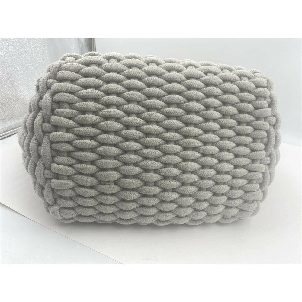 Southern Home Jute Rope Basket Dove Grey Woven Storage Bin Handles 10